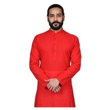 Load image into Gallery viewer, Ajay Arvindbhai Khatri Men&#39;s Pure Cotton Straight HandloomRed Colour Kurta
