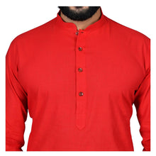 Load image into Gallery viewer, Ajay Arvindbhai Khatri Men&#39;s Pure Cotton Straight HandloomRed Colour Kurta
