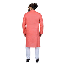 Load image into Gallery viewer, Ajay Arvindbhai Khatri Men&#39;s Pure Cotton Straight HandloomRust Colour Kurta
