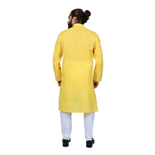 Load image into Gallery viewer, mens yellow color cotton kurta

