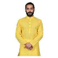 Load image into Gallery viewer, mens yellow color cotton kurta
