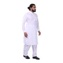 Load image into Gallery viewer, Ajay Arvindbhai Khatri Men&#39;s Pure Cotton Regular Pathani Suit Set WHITE Colour
