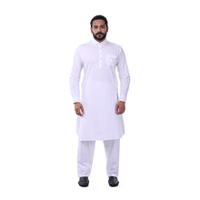 Load image into Gallery viewer, Ajay Arvindbhai Khatri Men&#39;s Pure Cotton Regular Pathani Suit Set WHITE Colour
